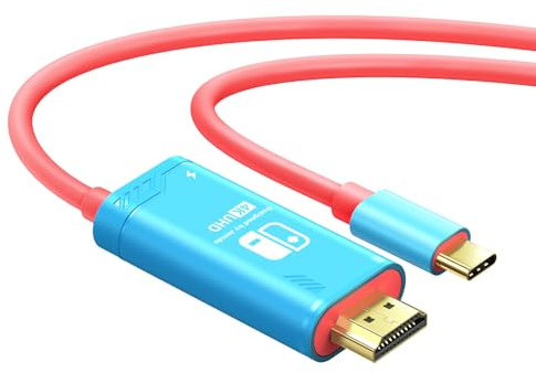 JEMDO 3 m USB-C-auf-HDMI-Kabel kompatibel mit Nintendo Switch, tragbarer HDMI-Adapter für NS-Standard/OLED-Modell only, Steam Deck, Laptop, Telefon, ersetzt Original-Dock, 4K@30Hz, Blau