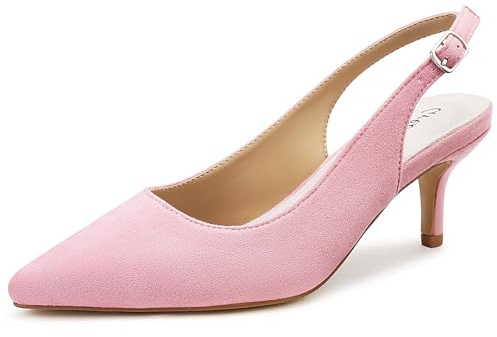 Greatonu Pointed Toe Sandals Slingback Kitten Heels Pointed Toe Pumps Ladies Shoes Heels Dressy Work Date Wedding Party