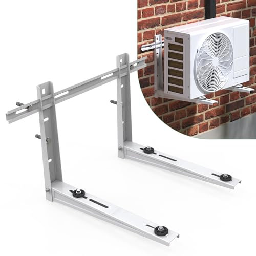 Memrita Mini support de montage mural divisé avec barre transversale, support de climatiseur extérieur pour pompes à chaleur sans conduit et systèmes CVC, support universel pour condensateur AC de 9
