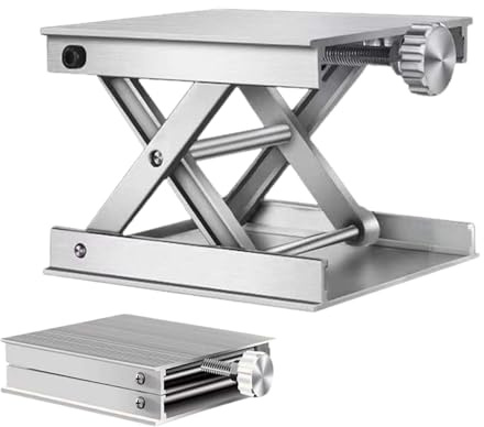 Upgraded Labor Hebebühne 90X90mm Edelstahl Laborständer Labor Scherenheber Labor Hebeplattform Labor Hebetisch Hebebühne Scherenheber, Höhenbereich Von 85mm Bis 280mm Tragfähigkeit 15 Kg
