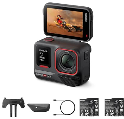 Insta360 Ace Pro 2 Pack Dual Akku – wasserdichte 8K-Action-Kamera mit Leica, 1/1,3 Zoll Sensor, Dual-KI-Chip, niedrige Lichtqualität, fortschrittliches Audio, klappbares Display, KI-Edition IAC3A