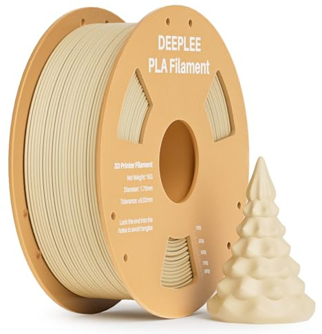 DEEPLEE PLA Filament 1.75mm, 3D Drucker Filament 1kg Beige | Höhere Zähigkeit, feine Oberfläche, hervorragende Schichthaftung, sauber gewickelt, FDM-kompatibel