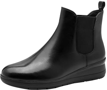Jana bottines cuir femme classiques arrondies, Black, 40 EU