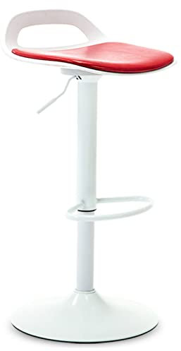 Sgabello girevole moderno con schienale, per casa, cucina, sgabelli da bar, altezza regolabile e poggiapiedi a forma di mezzaluna, colore rosso