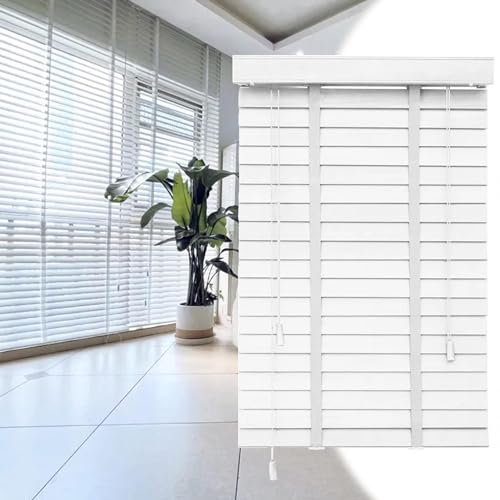 XFZJCHAP Horizontale Jalousien für Fenster, horizontale Jalousien, weiße Jalousien aus Holz, Jalousien aus natürlichem Massivholz, Fensterläden für Innen- und Außentüren,