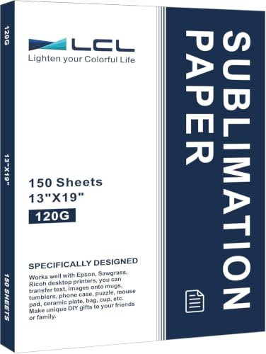 LCL sublimeringspapper 330 x 483 mm, 120 gsm (150 ark), kompatibel med EPSON, SAWGRASS, RICOH, Brother sublimeringsskrivare