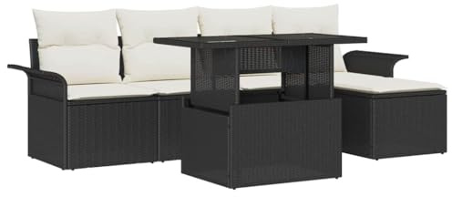 vidaXL Garten-Sofa-Set mit Kissen 8 pcs Schwarz Poly Rattan, Garten und Terrasse, modernes modulares Loungemöbel, Poly-Rattan Sofa, Flexible Sitzgelegenheiten, Sommer-Vibes