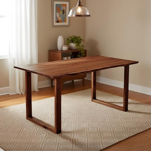SAM Esstisch Graz 140x80 cm Akazie nussbaum Baumkante U-Gestell Holz | Baumkantentisch massiv, Akazienholz nussbaumfarben, pflegeleichter Esszimmertisch/Küchentisch