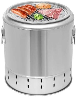 Barbecue vertical portable 2 en 1 en acier inoxydable sans fumée avec plaque de cuisson barbecue intérieur extérieur
