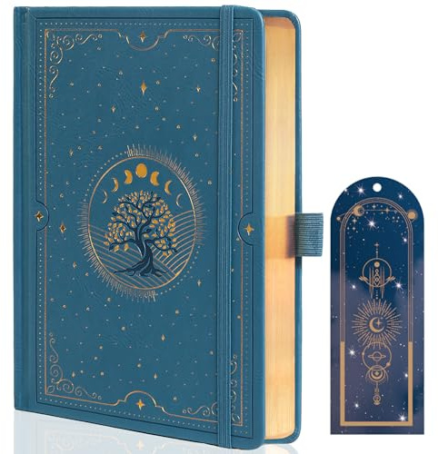 TIEFOSSI Tree of Life Journal, A5 Linjerad Dagbok för Kvinnor och Män, Estetisk Anteckningsbok med 316 Numrerade Sidor, Inbunden Vegansk Läderdagbok med Bokmärke, 100 GSM Tjockt Papper