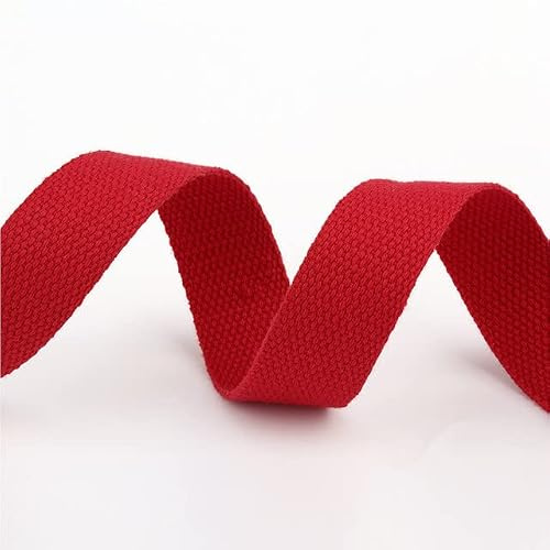 Bomullsband, 20 mm polyesterbomullsvävband flerfärgat(Red)