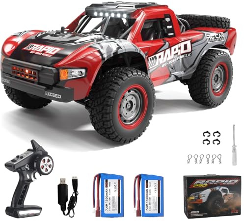 Yidedraw Ferngesteuertes Auto 4WD RC Auto 1/14 50 km/h Offroad Geländewagen 2.4Ghz All Terrain Rennauto RC Buggy mit 2 Akku Ferngesteuert Monstertruck für Kinder und Erwachsene Spielzeug Geschenk, Rot