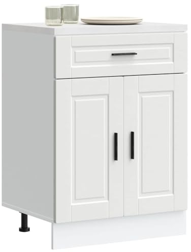 Teenpull Köksunderskåp, porto, vitt trämaterial, förvaringsskåp, förvaringsskåp, köksskåp, bufféskåp, köksförvaringsskåp, skåp 60 x 46 x 81,5 cm med dörrar