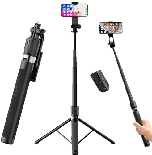Rupital Selfie Stick Stativ 180 cm mit Bluetooth-Fernauslöser, ausziehbares Handy Stativ, 360° drehbar, Reisestativ für iPhone, Samsung, Android und Actioncam