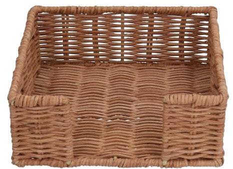 Gisela Graham Square Rattan Napkin Holder, Natural Brown, 18cm