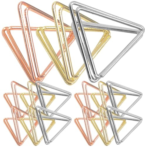 POPETPOP 15 Stück Dreieckige Metall Kartenclips Notizhalter Memo Klammern Kleine Fotoclips in Roségold Gold und Silber Tischkartenhalter für Hochzeit Büro Party