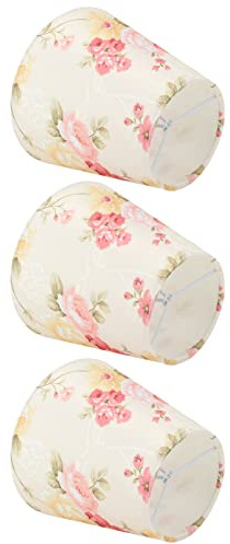 Marhynchus Pantalla de Bombilla con Clamp/Holder con Estampado de Flores, Pantalla de Tela Ligera para Candelabro de Vela E14, Perfecta para Lámparas de Mesa y de Pie