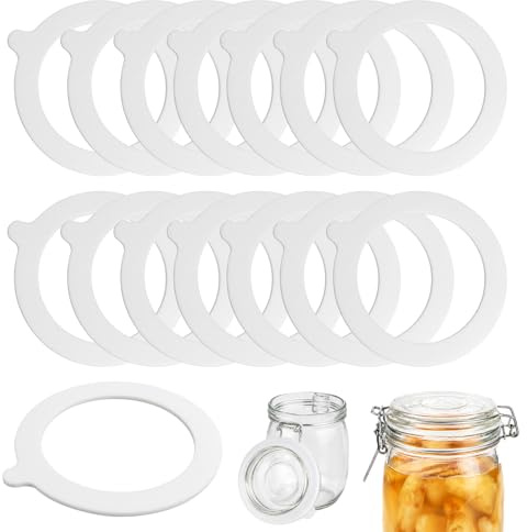 Silikon-Einweckgummi, Gummiringe BPA-frei, universell wiederverwendbar, kompatibel mit Le Parfait- und Weckgläsern, Gummi-Glasdeckel, Silikon-Glasdeckel für Lebensmittel – Weiß, 95 x 70 mm