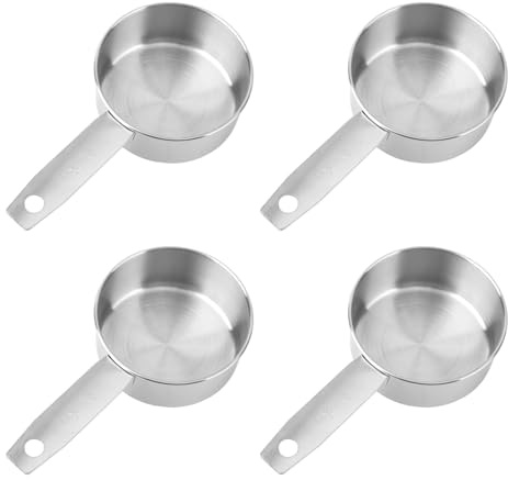 4uds Cucharas Medidoras de 1/2 Taza, Cuchara Medidora Acero Inoxidable de 125ml Utensilios Cocina Prácticos para Medir Ingredientes Líquidos y Secos Café Cocina y Repostería (Plateado)