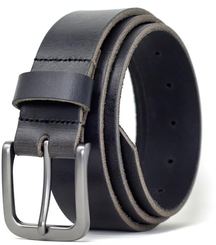 Ashford Ridge herrbälte 34 mm äkta läder för byxor, svart, 90cm (total längd 105cm)