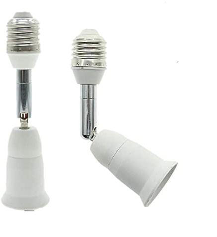 Srovil E26/E27 Light Socket Extender, 4.5 Inch Extension,Adjustable Vertical 90°Horizontal 360°, 100V - 250V, Max 150W, Medium Screw Base Light Converter Socket Extender,2-Pack