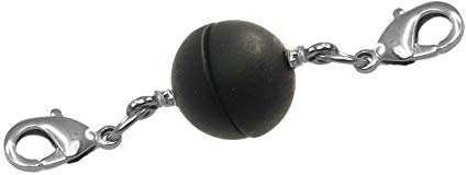 Creative-Beads Magnetverschluss für Ketten, Kugel, rund 12mm 3 Stück mit 2 Edelstahlkarabiner schwarz matt zusätzlicher Verschluß für Halsketten und Schmuck