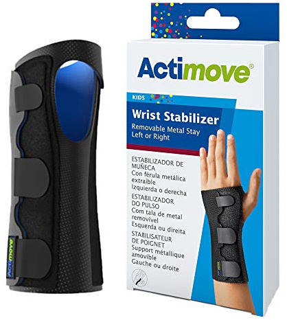Actimove Kids Wrist Stabiliser, with Removable Metal Stay Allowing Left or Right Wrist Application, Black