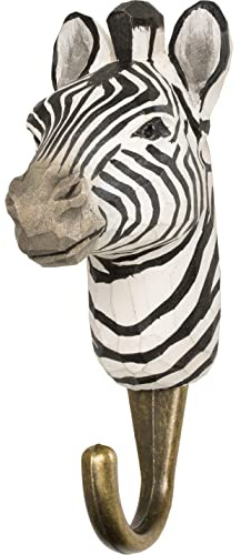 WILDLIFEGARDEN WG4541 Haken Zebra - Handgeschnitzter Tierhaken aus Holz und Metall - Sammlung Afrikanischer Tiere