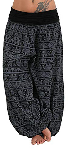 ORANDESIGNE Damen Hosen Lang Haremshose Ballonhose Pluderhose Yogahose Aladinhose Harem Sommerhose Baggy Harem Stil Sommerhose Mit Stoffgürtel 04 Schwarz XL