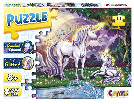 Craze Puzzle Mystic Lake 200+ Teile mit Glitzerdruck und Diamanten-Aufkleber Puzzle für Kinder ab 8 Jahren, 30196