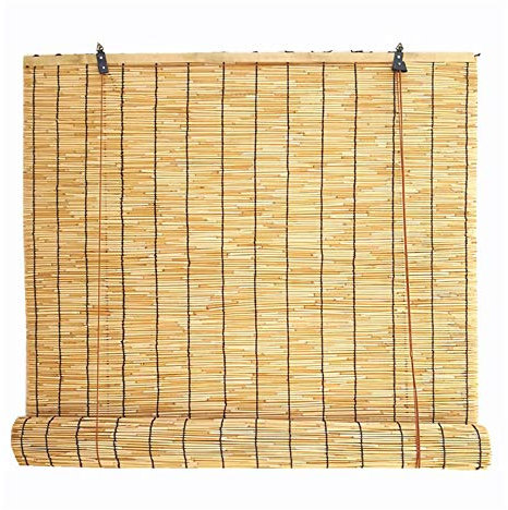 GEREP Bambusrollo Raffrollo, Vintage-Dekoration Bambus Vorhänge, Natural Schilf Vorhänge mit Lifter, Wanddekoration,Außenterrasse/Als zeigen / W1×H2.5m