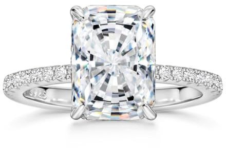 Michooyel S925 4ct Radiant Cut Zirconia förlovningsringar för kvinnor bröllopsband löftesring sterling silver bröllopsring, 49(15.7), Ädelsten, Kubisk zirkonia