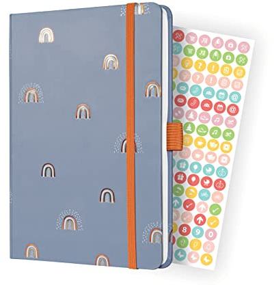 SIGEL J3319 Wochenkalender Jolie 2023 - Rainbow Grey - ca. A5 - grau - Hardcover - Gummiband, Stiftschlaufe, Einstecktasche - 174 Seiten - FSC-zertifiziert - Terminplaner