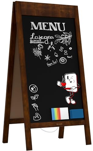 ALLboards Kundenstopper Breiter oberer Rahmen mit Platz für Druck, lackiertem Holzrahmen 100x50cm, Werbetafel, Gehwegaufsteller, Aufsteller, Straßenreiter, Kreide