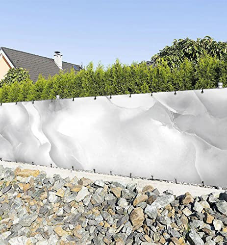 MyMaxxi Zaunbanner Sichtschutz ? Weißer Marmor mit Rissen - Abdeckung für Terrasse Zaun - Windschutz Sonnenschutz Blickdicht - Zaunverkleidung wetterfest -