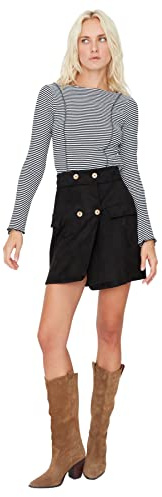 Trendyol Mujer Mini Falda de Punto Apretado para Mujer, Negro, XS, Negro, 34