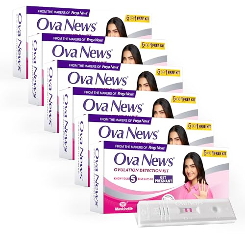 Ova News - Ovulation Detection Kit from Prega News | Identifies 5 Most Fertile Days to Conceive in 5 Mins (Pack of 6)