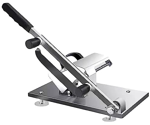 HUHJYUGE Meat Slicer Manual Stainless Steel, Meat Cutter Machine for Home Adjustable Thickness, Frozen Meat Slicer V-Shaped Support Frame, for Home Cooking of Bbq Hot Pot