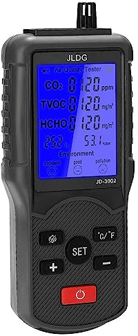 LeTkingok JD-3002 Air Quality Tester, Multifunctional CO2 TVOC Meter Temperature Humidity Measuring Device CO2 Detector