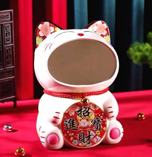 EatingBiting 20,3 cm große japanische Keramik Maneki Neko Glückskatze großes Maul Ornament Figur Aufbewahrungsbox Dekoration Ornament Kunst Skulptur Wohnkultur Dekorative winkende Katze für