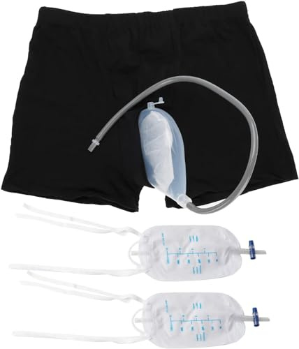 Urinbeutel Männer, Wiederverwendbare Inkontinenzhose Auslaufsicherer Beinpinkelhalter Aus Silikon Urinsystem Ideal Für Männer Auslaufsicherer Bein-Pee-Katheter Für Ältere Menschen ( Size : Large (86-1