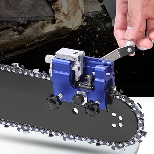 Chainsaw Sharpener with Carbide Cutter，Chainsaw Chain Sharpening Jig Kits，Portable Manual Chain Saw Sharpener Suitable for All Kinds Chain Saws and Electric Saws(Blue)