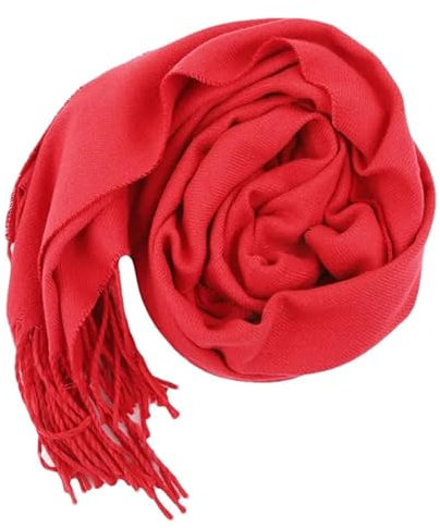 Hgvcfcv Wollschals, Winter, weich, warm, Kaschmirschal, verdickt, langer Schal, warmer Schal, einfarbig, für Damen und Herren, rot, One size