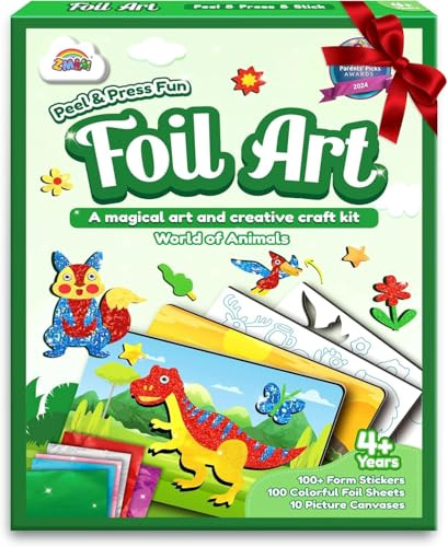 ZMLM Foil Art Craft Kits for Kids - Foil Craft for 4 Year Old Boy Gifts, Fun Mess Free Colouring Arts and Crafts Birthdays Present Travel Toys for 4 Year Old Boys