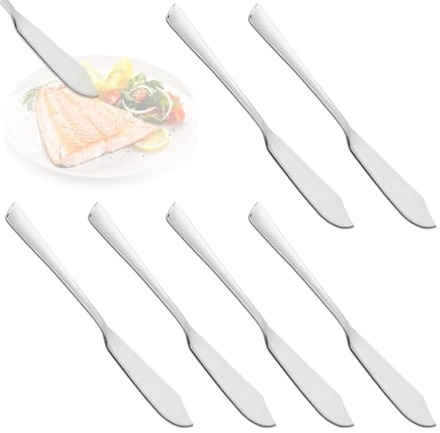 JP Sales Fish Knife Stainless Steel 6 Pieces Shiny Finish Ergonomic Design Precise Cuts Easy to Clean Dishwasher Safe