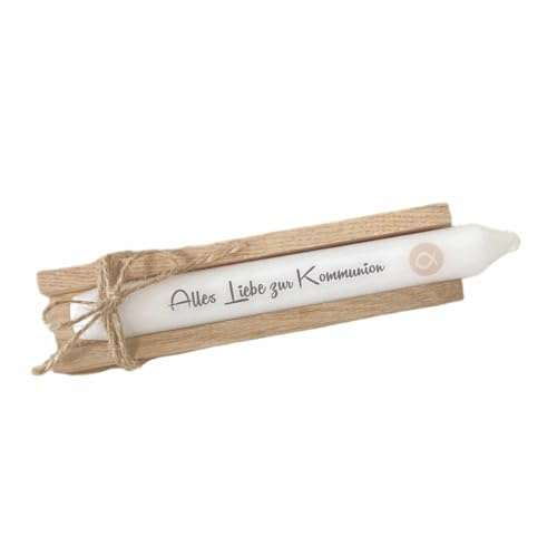AWASG Kerze mit Spruch - Alles Liebe zur Kommunion - Geschenkkerze Kommunionsgeschenk Mädchen Jungen - Stabkerze mit Kerzentattoo 1. hl. Kommunion