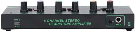 Annadue Headphone Amplifier 6 Channel, Headphone Amps with 3.5MM 6.35MM Jacks, Portable HiFi Earphone Amplifiers for Mic for Live Performances Broadcasts