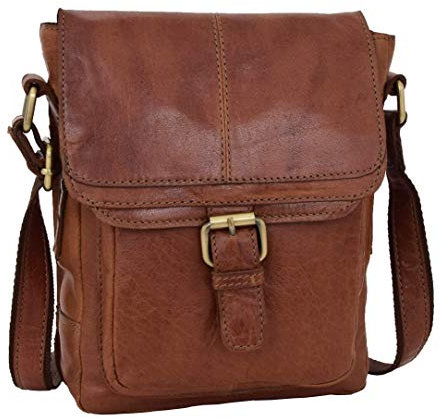 Divergent Retail Herren Vintage Leder Crossbody Tasche Flugtasche Organizer CarryTrek, hautfarben, Small