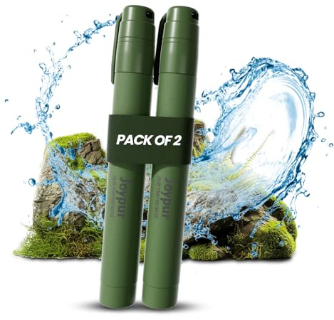 Joypur® Paille Filtrante 1000L pour Camping, Randonnée et Survie (Vert2) | Filtration portable pour rivières, lacs et activités outdoor