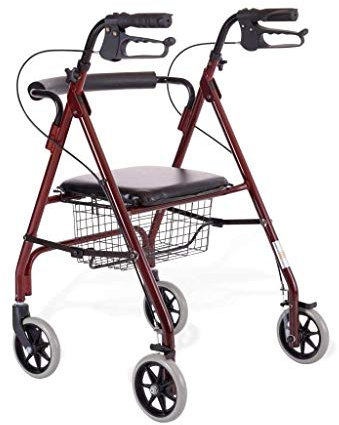 CGCSYZ Rollator, faltbar, Rollatoren, 4 Rad, mit Sitz, Klapprollstuhl, Gehhilfe und Transportstuhl, höhenverstellbar, Bremsen und Einkaufskorb(